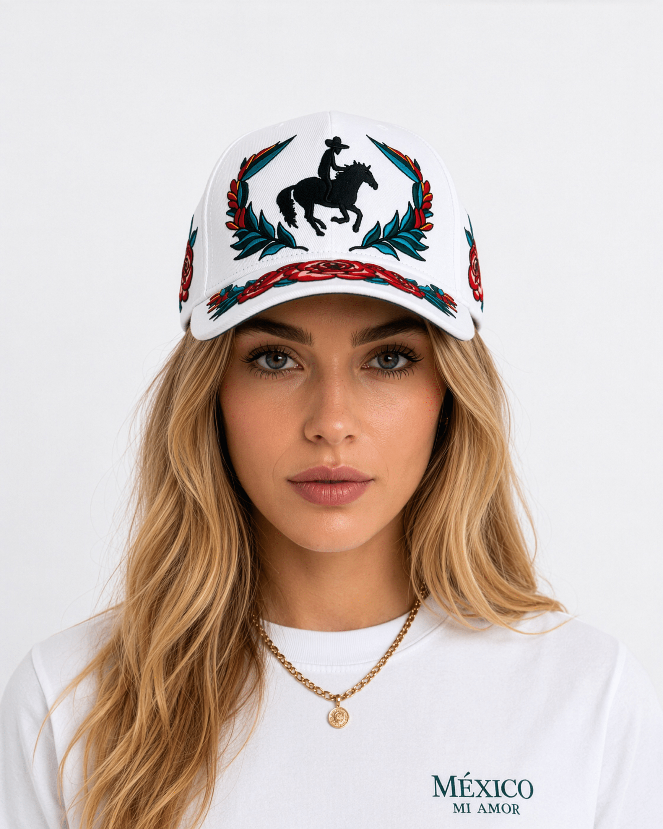 Rosa Ranchera | Premium Embroidered Cap - Jaguar Sol