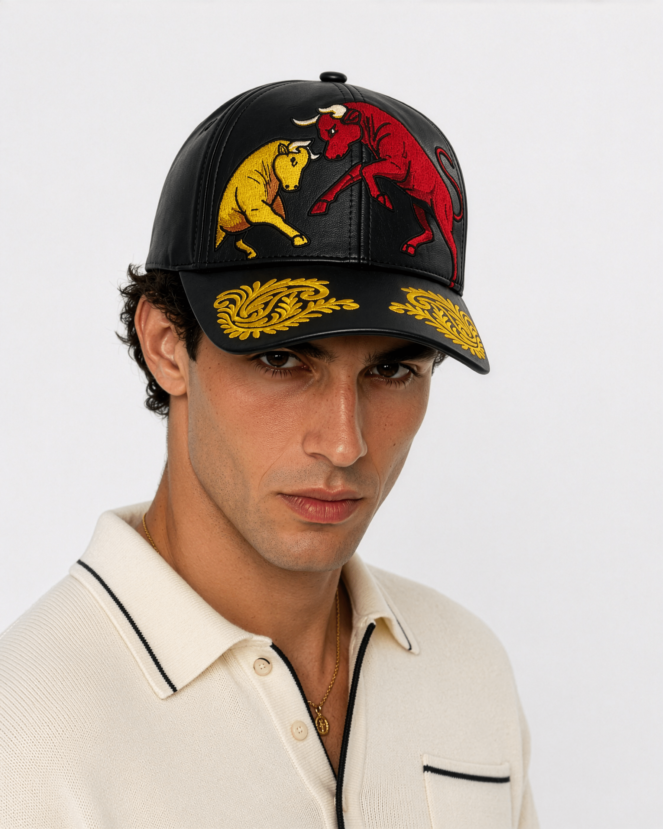 Toro Fight | Leather Premium Embroidered Cap - Jaguar Sol