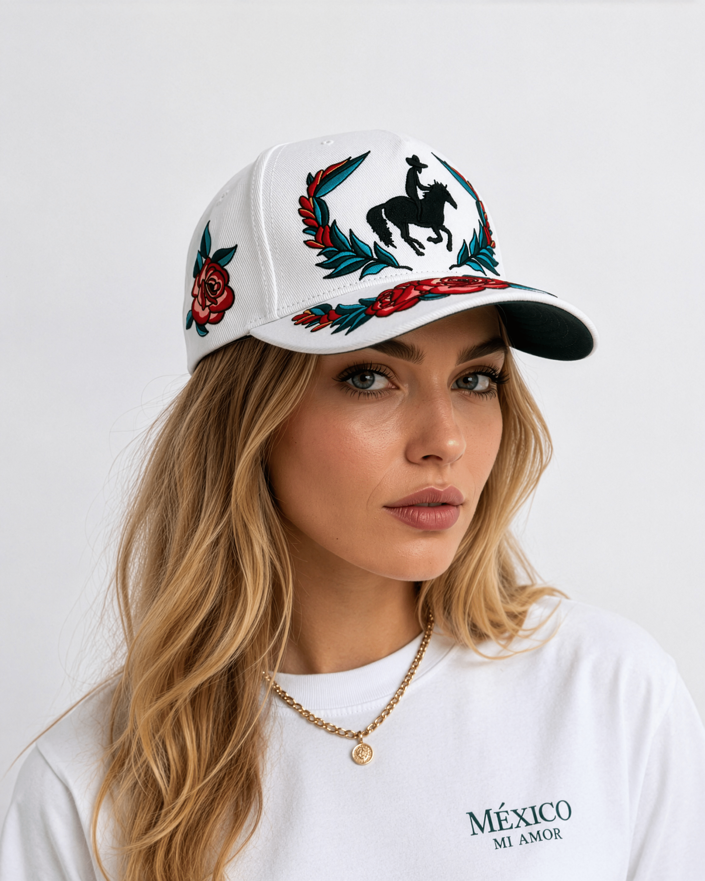 Rosa Ranchera | Premium Embroidered Cap - Jaguar Sol