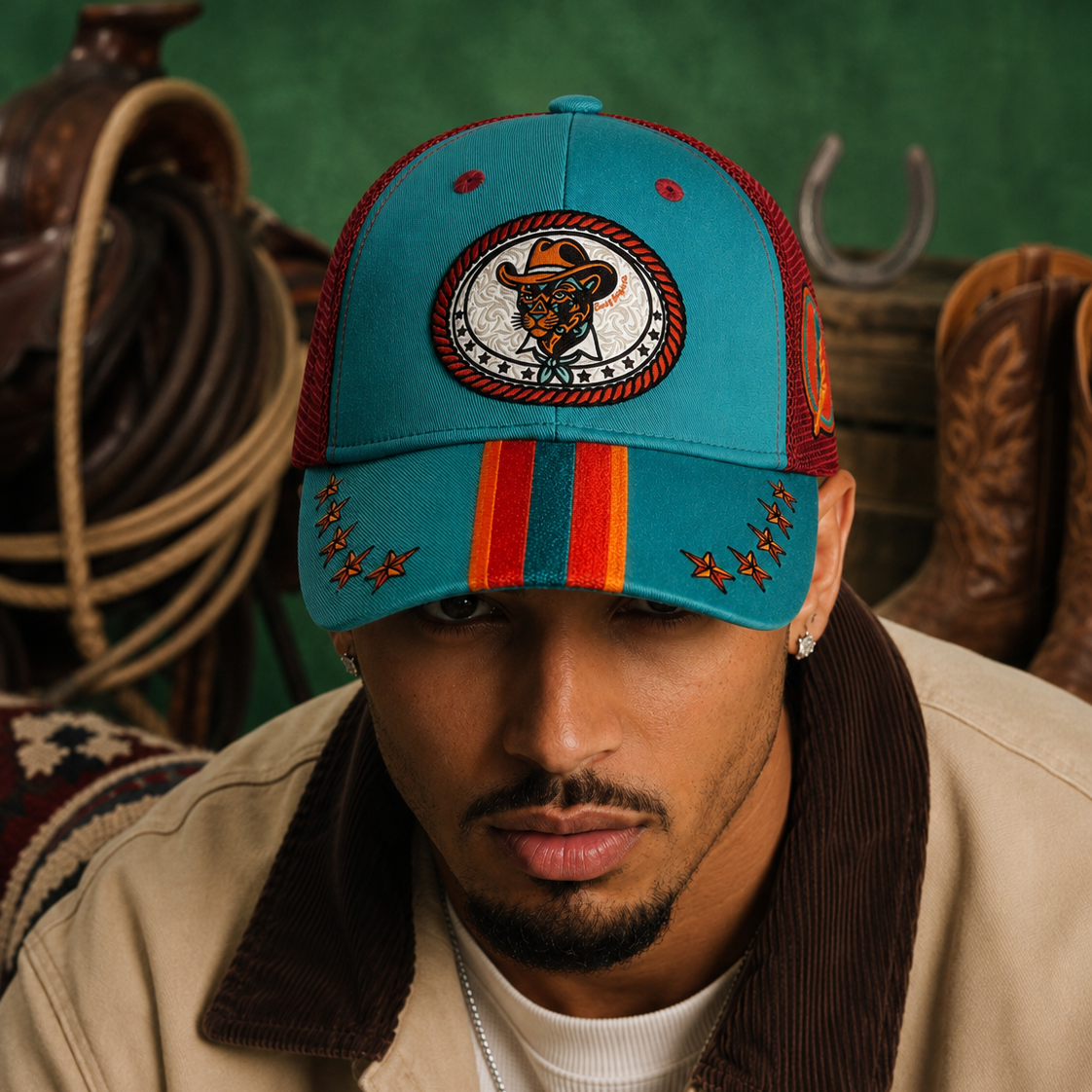 Cowboy Jaguar Buckle | Premium Embroidered Cap
