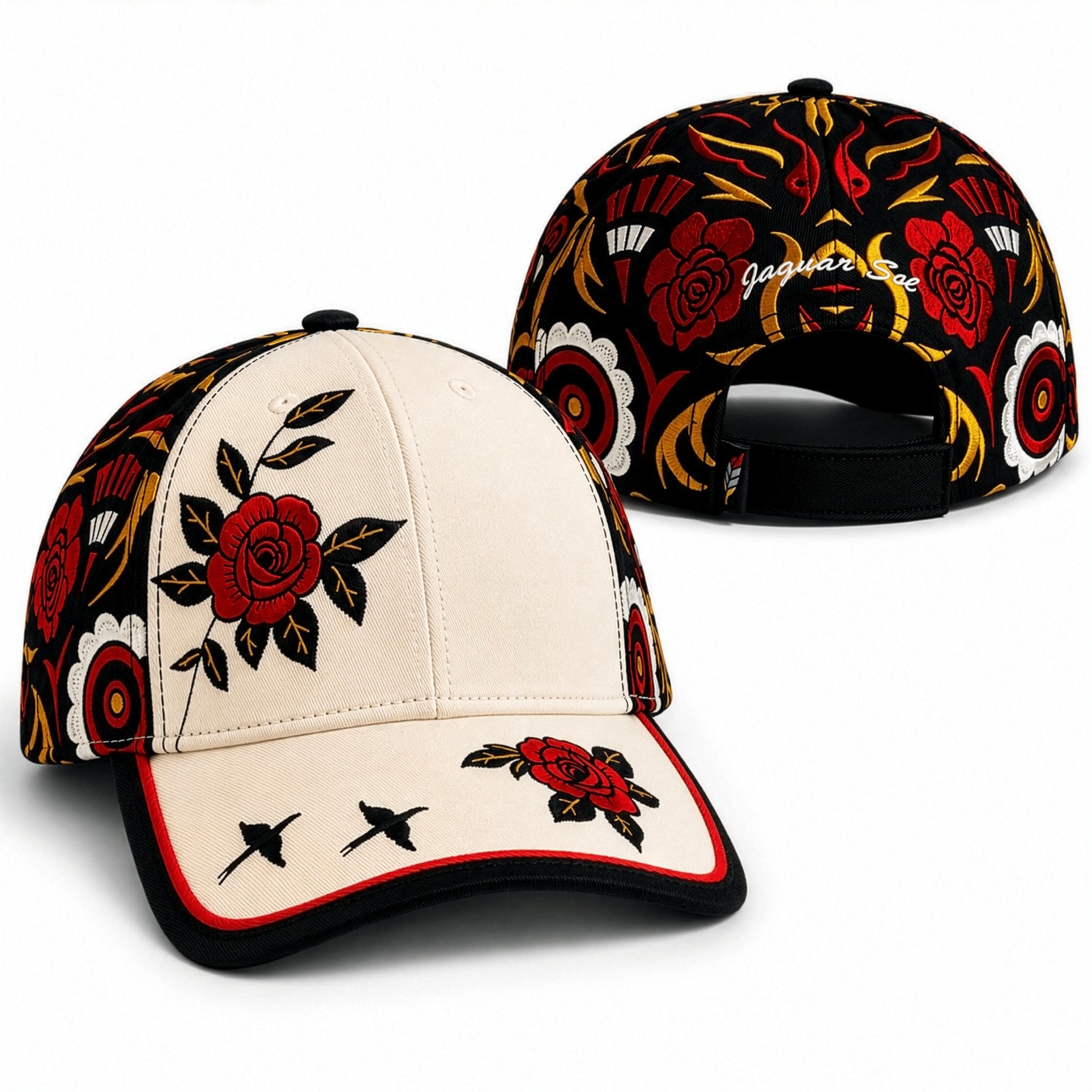 Flamenco Flow | Full-Pattern Premium Embroidered Cap - Jaguar Sol