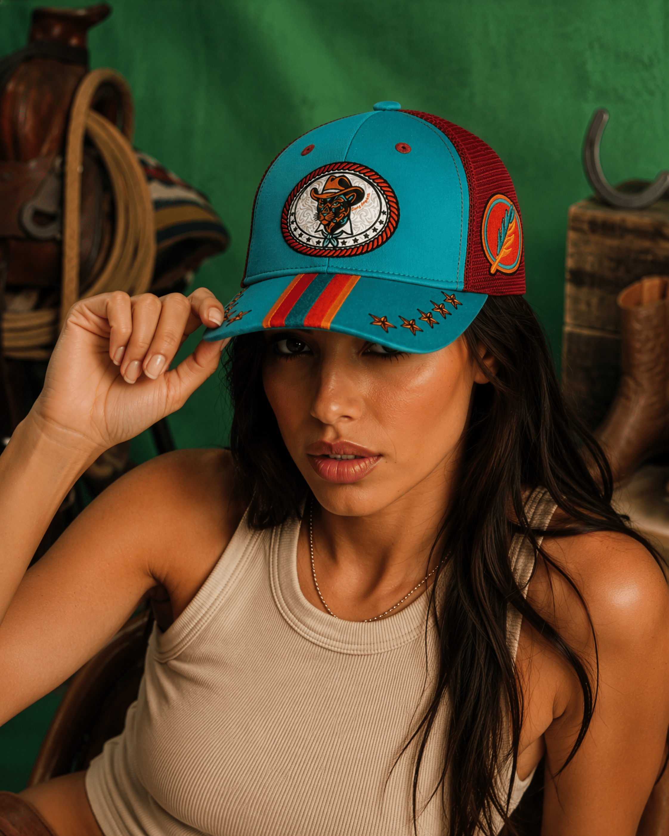 Cowboy Jaguar Buckle | Premium Embroidered Cap - Jaguar Sol