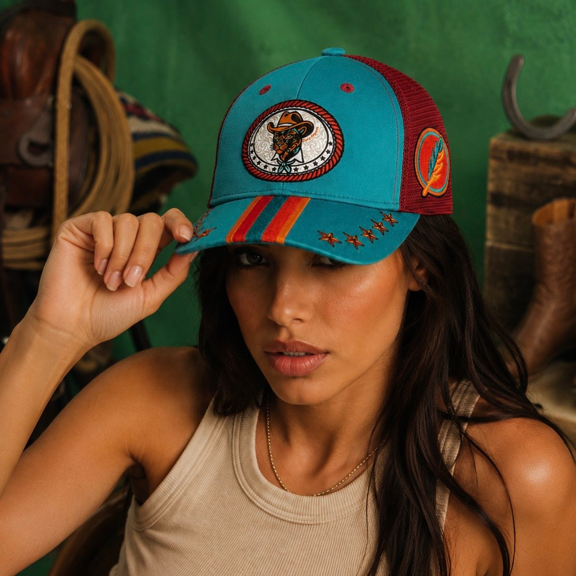 Cowboy Jaguar Buckle | Premium Embroidered Cap
