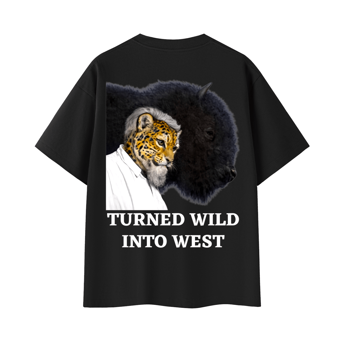'Turned Wild Into West' Charles Goodnight | Back - Print Fitted Cultural Graphic Tee - Jaguar Sol
