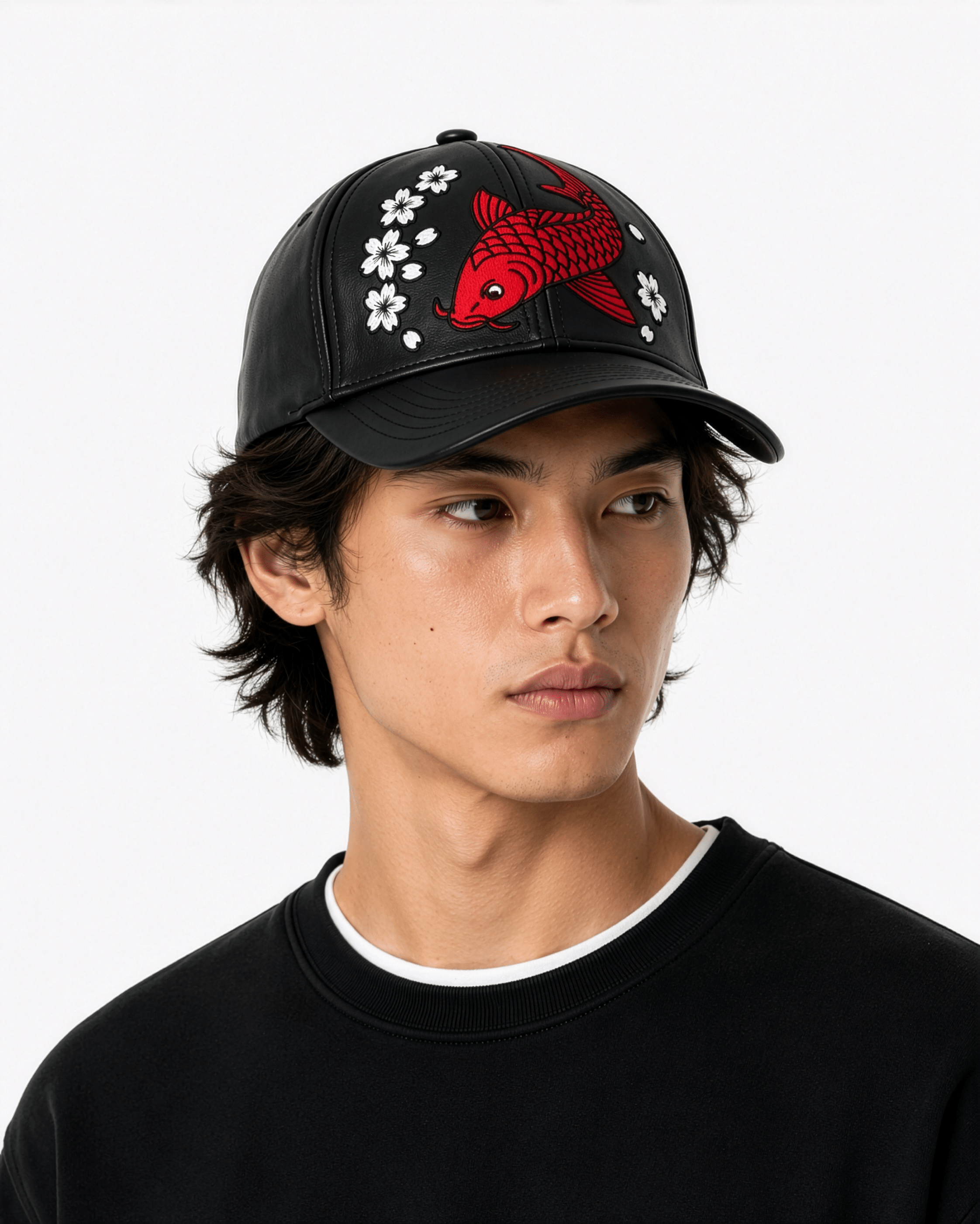 Koi no Michi | Leather Premium Embroidered Cap - Jaguar Sol
