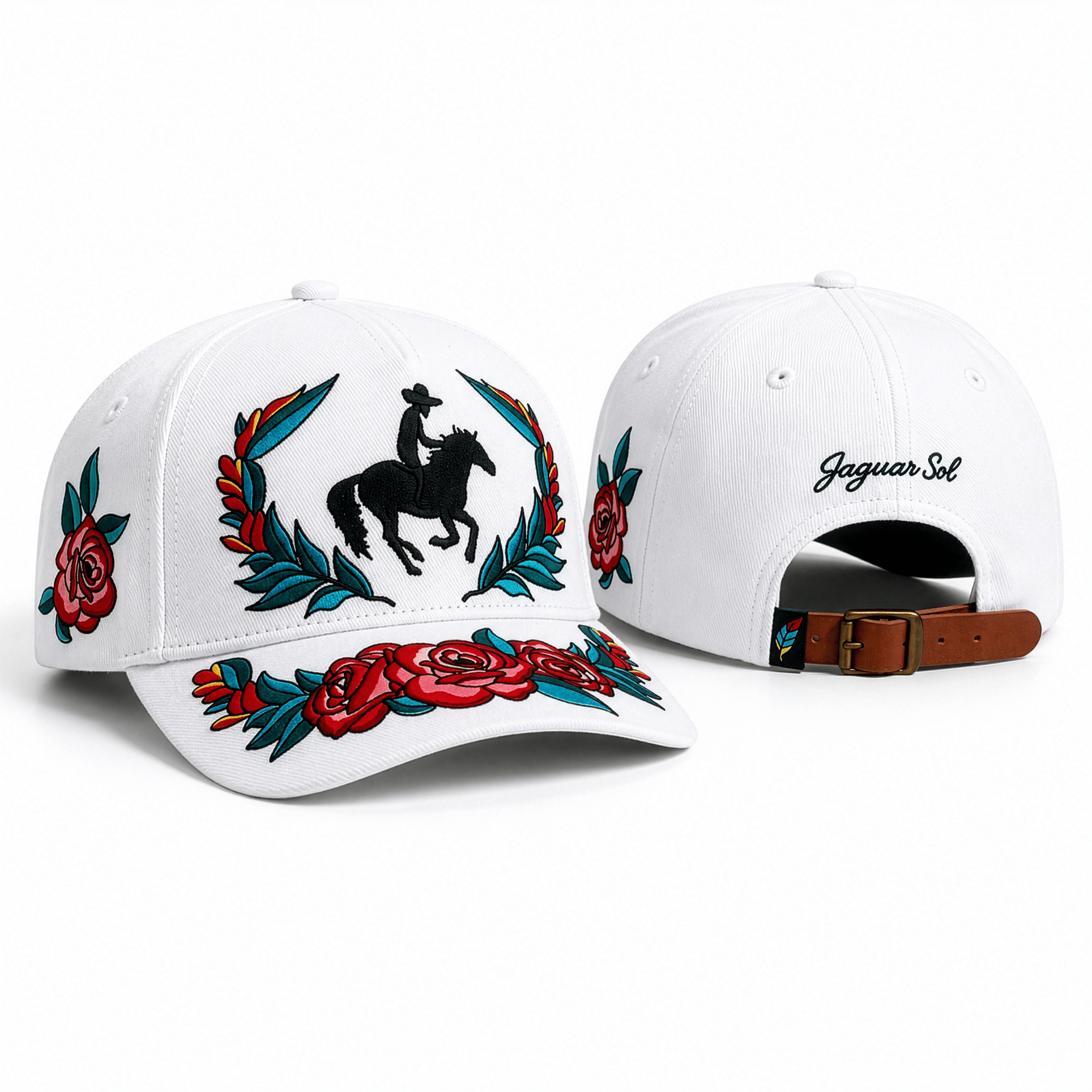 Rosa Ranchera | Premium Embroidered Cap - Jaguar Sol