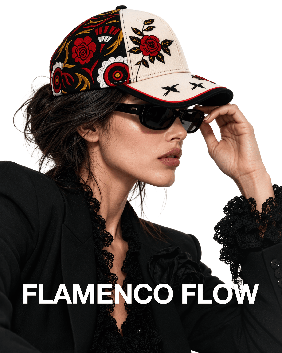 Flamenco Flow | Full-Pattern Embroidered Hat - Jaguar Sol