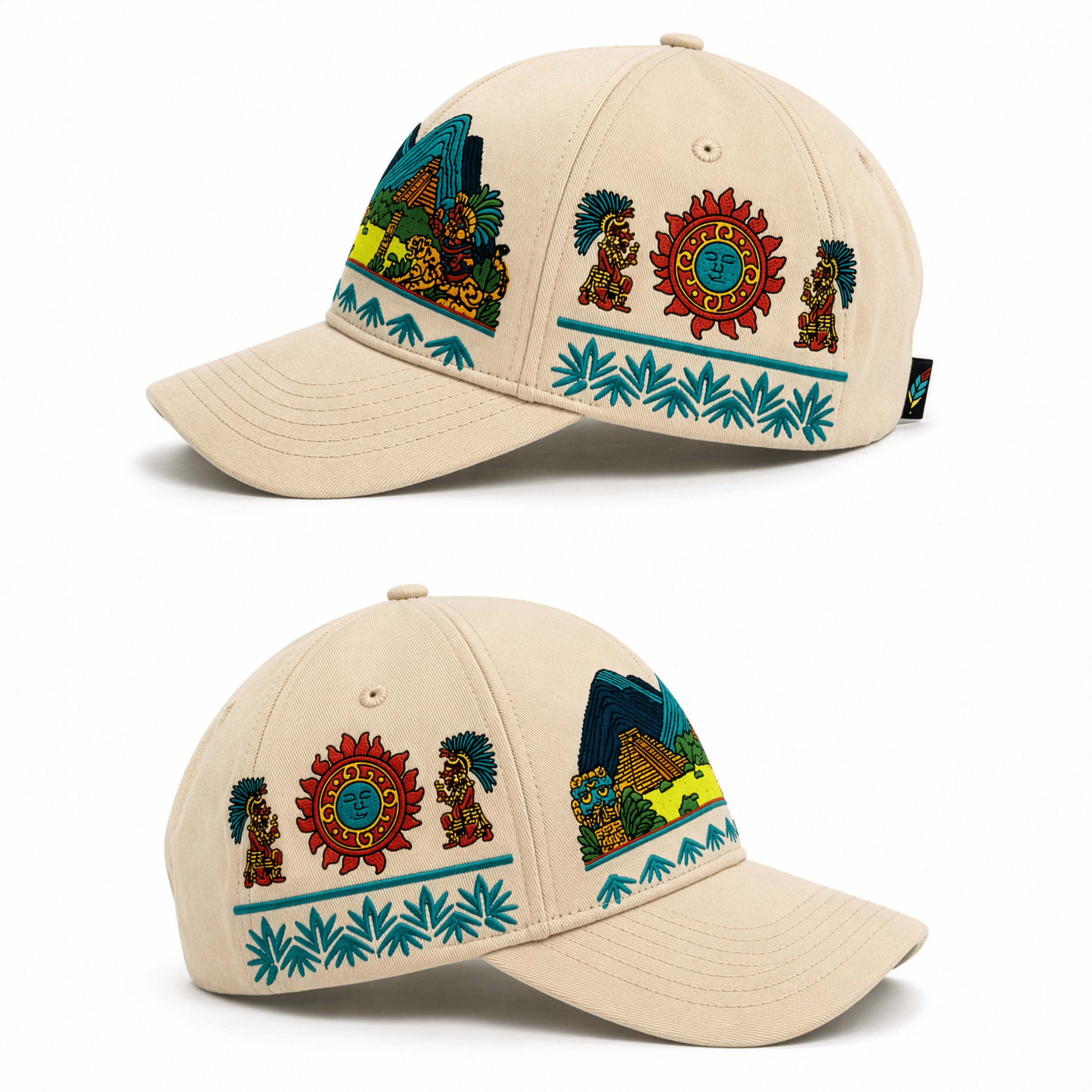 Azteca Sol | Premium Cultural Embroidered Cap - Jaguar Sol