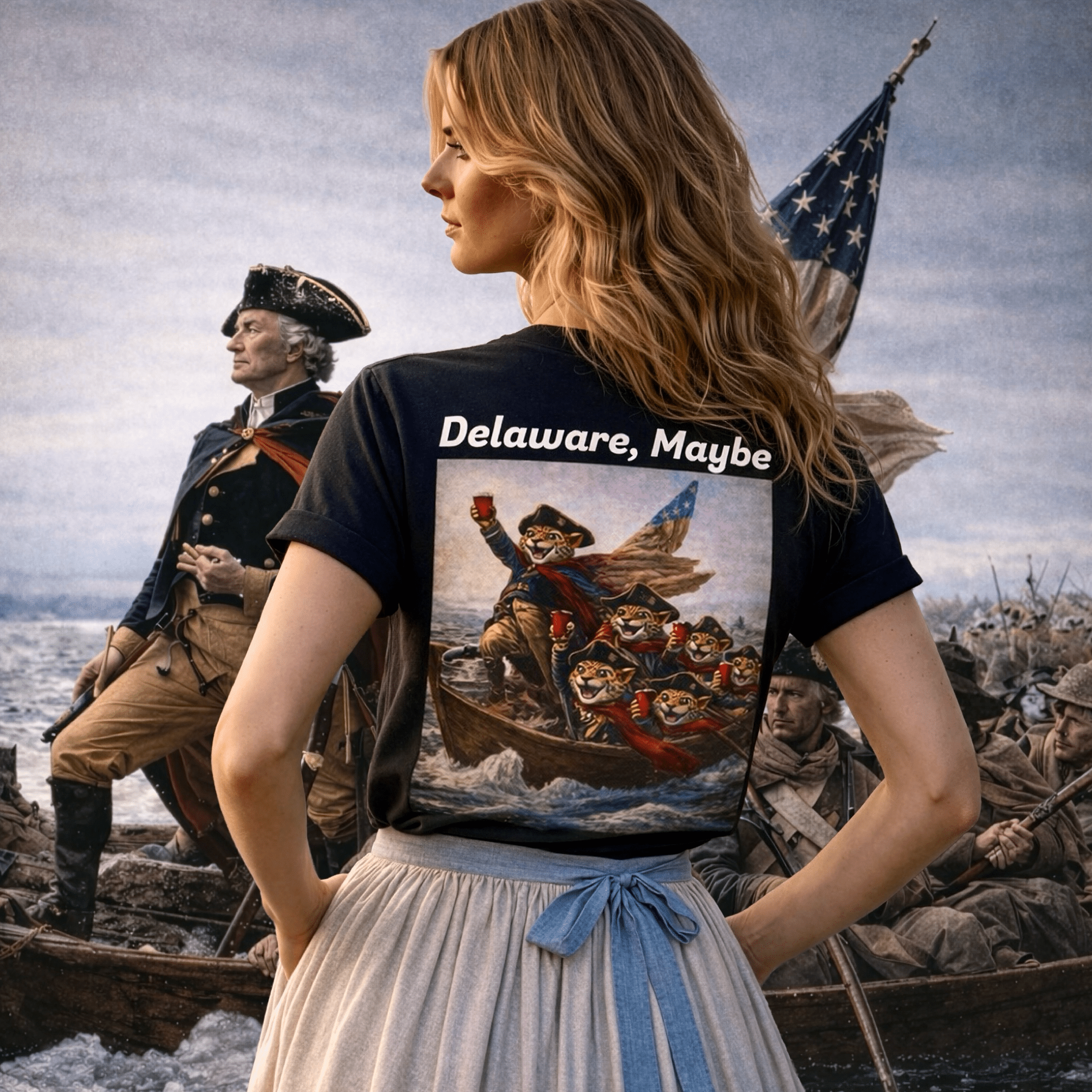 'Delaware, Probably' George Washington River Crossing | Back - Print Graphic Tee - Jaguar Sol