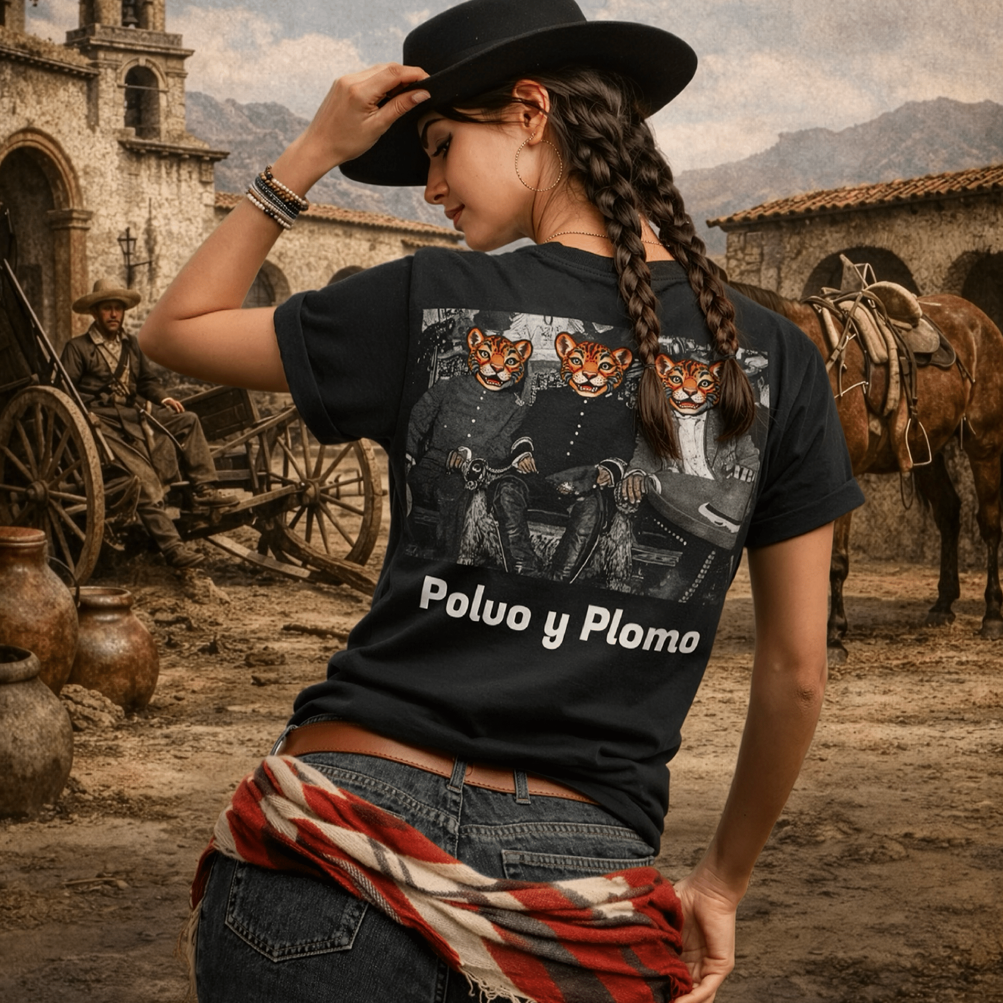 'Polvo y Plomo' Mexican Revolution Pancho Villa | Back - Print Graphic Tee - Jaguar Sol