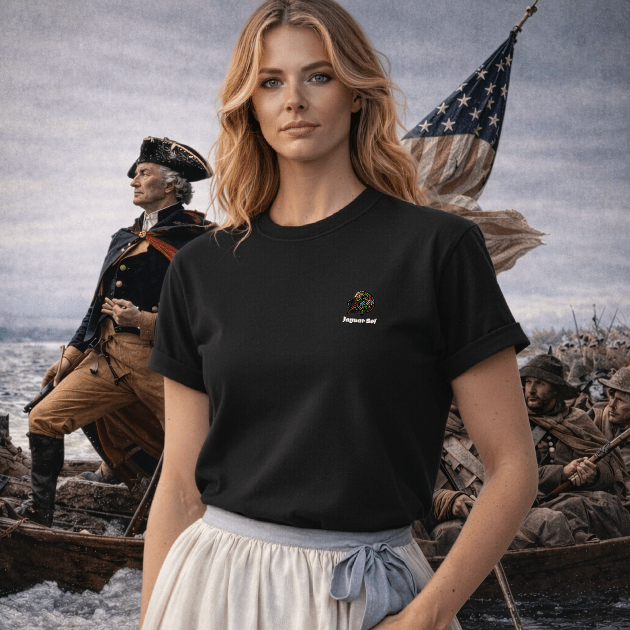 'Delaware, Probably' George Washington River Crossing | Back - Print Graphic Tee - Jaguar Sol