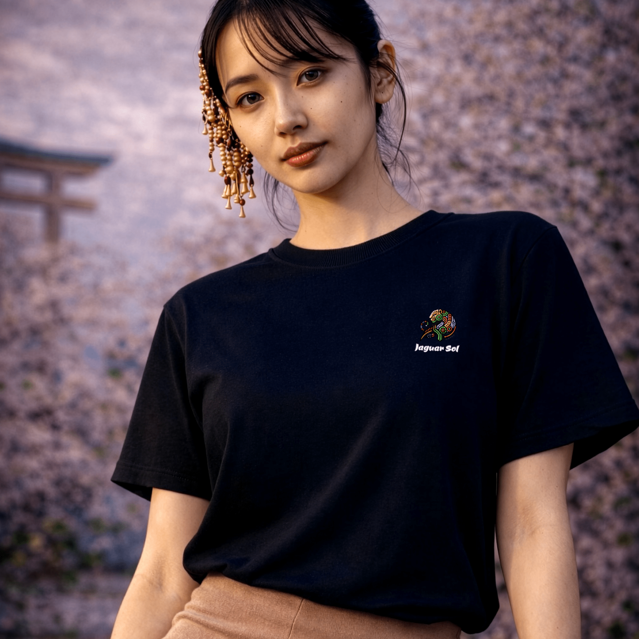 Daruma Japan Fire Ritual | Back - Print Graphic Tee - Jaguar Sol