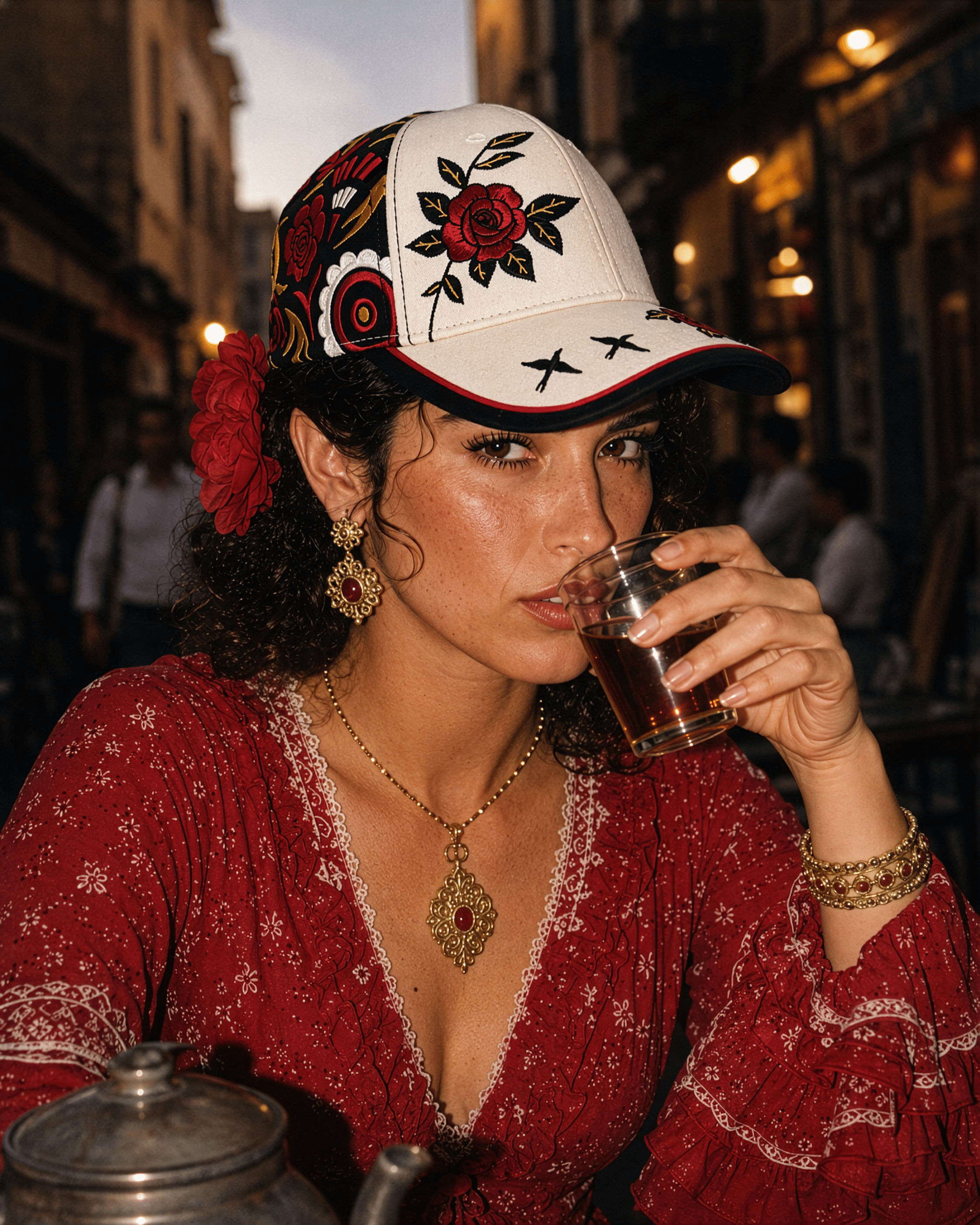 Flamenco Flow | Full-Pattern Premium Embroidered Cap - Jaguar Sol
