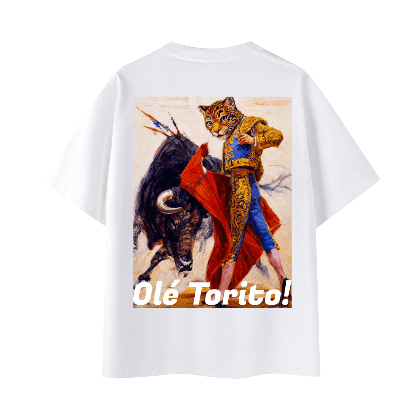 'Olé Torito!' Bullfighter Jaguar | Back - Print Fitted Cultural Graphic Tee - Jaguar Sol