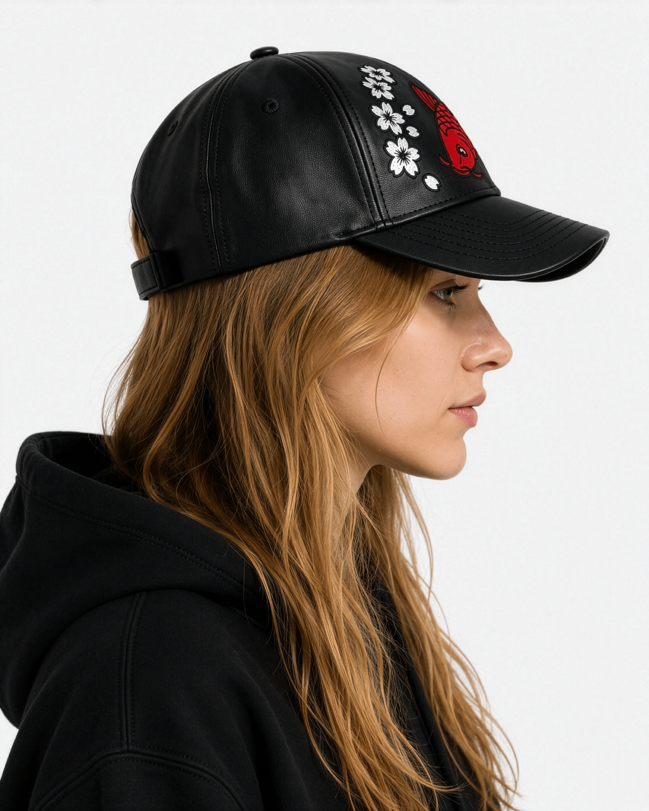 Koi no Michi | Leather Premium Embroidered Cap - Jaguar Sol