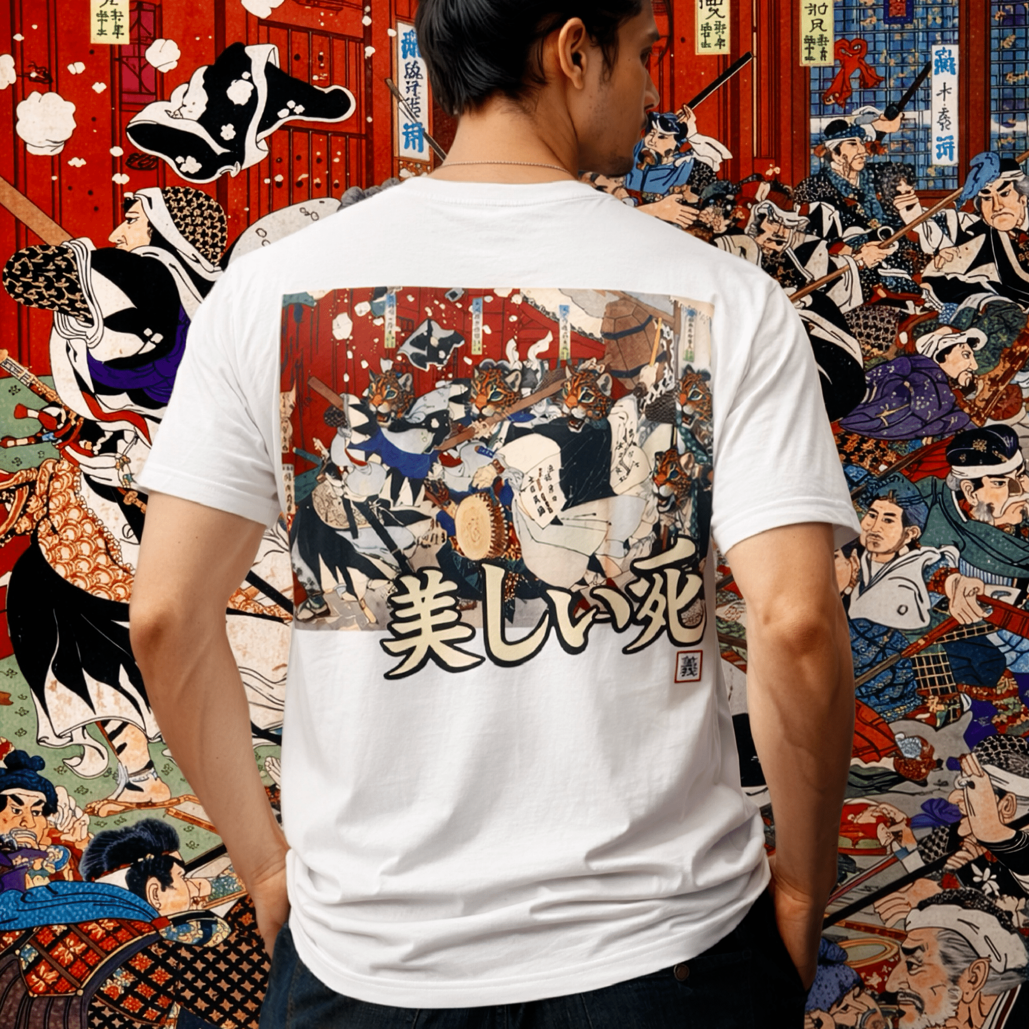 Samurai 47 Rōnin Historical Battle Ukiyo - e | Back - Print Graphic Tee - Jaguar Sol