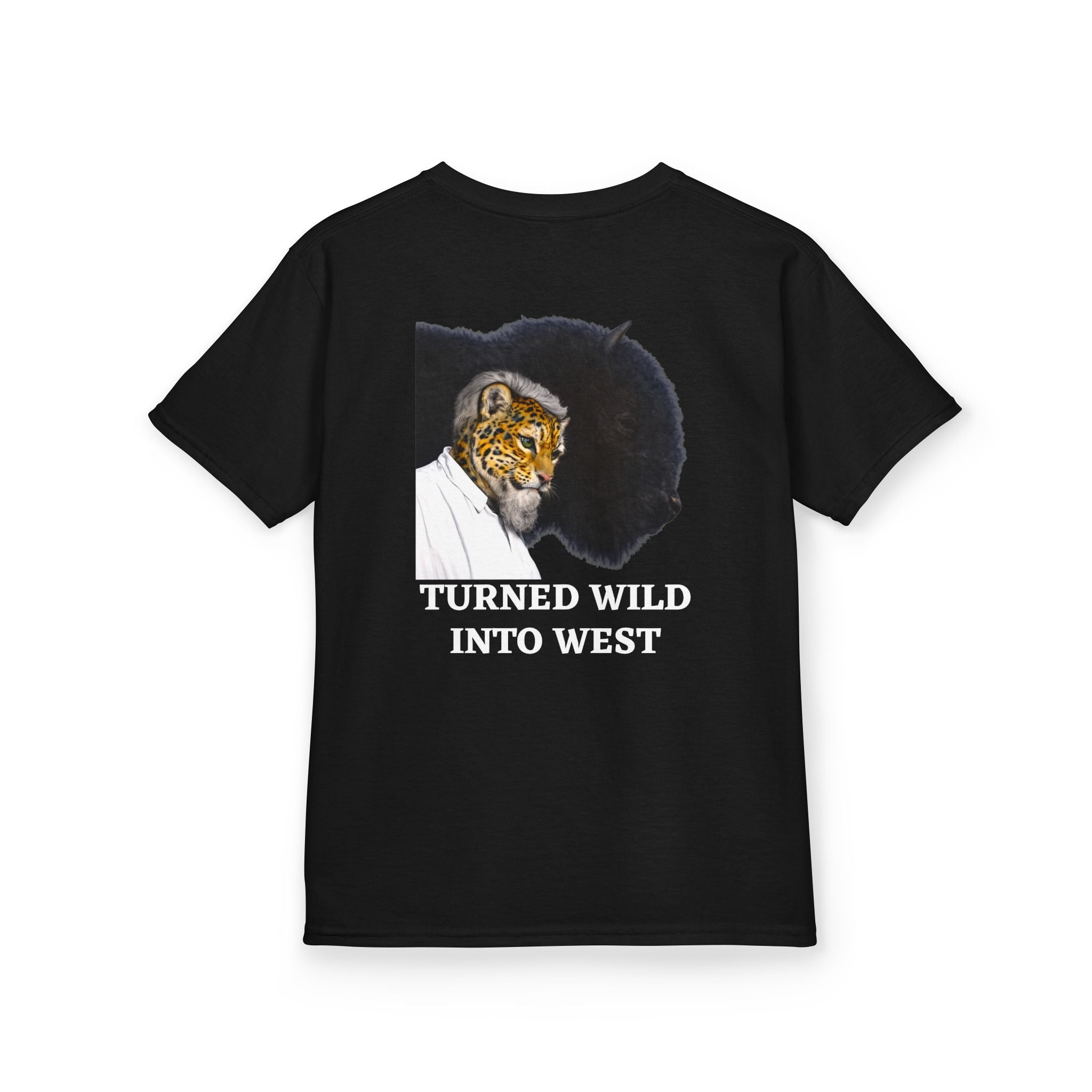 Kids "Turned Wild Into West" Charles Goodnight | Back - Print Fitted Cultural Graphic Tee - Jaguar Sol