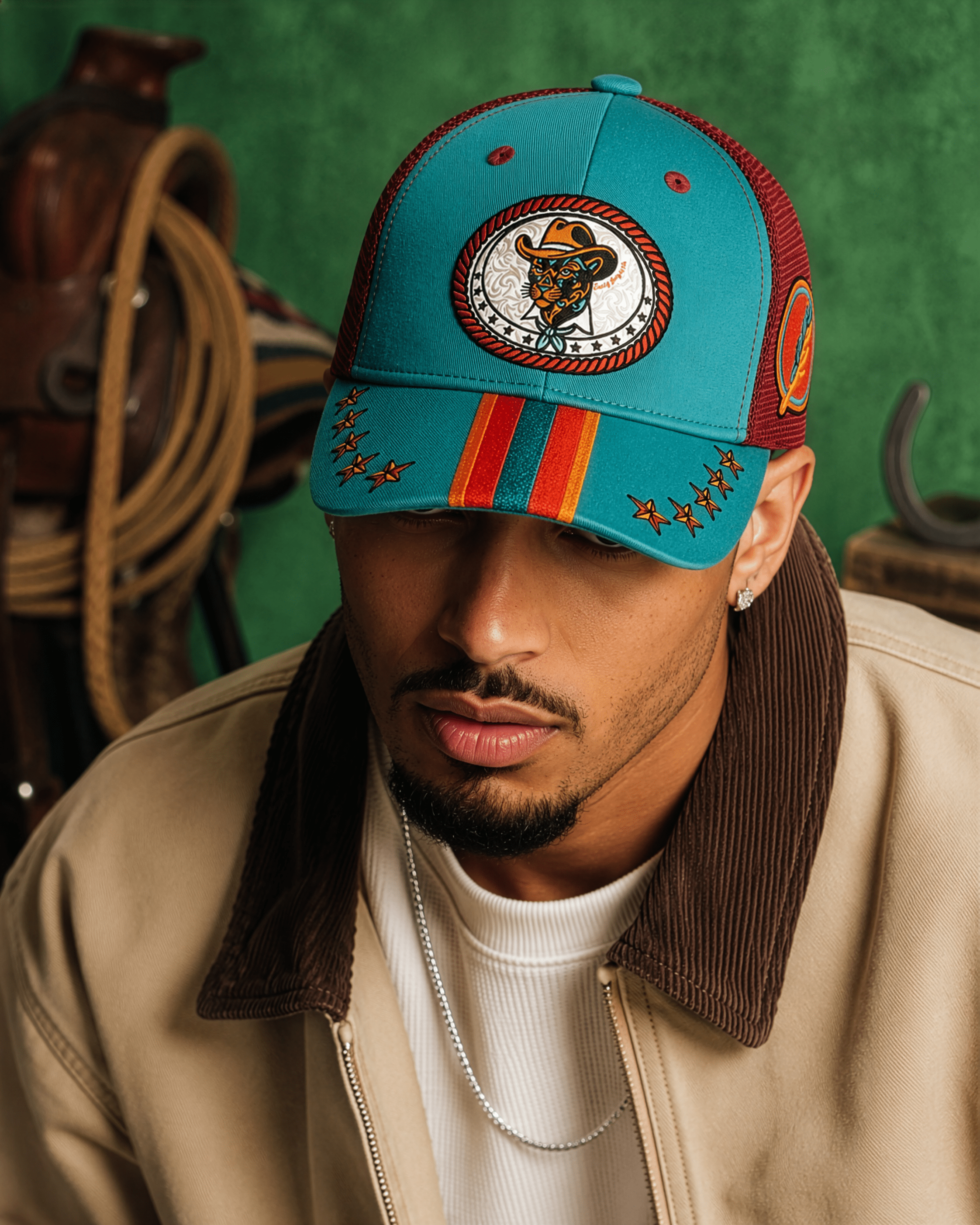 Cowboy Jaguar Buckle | Premium Embroidered Cap - Jaguar Sol