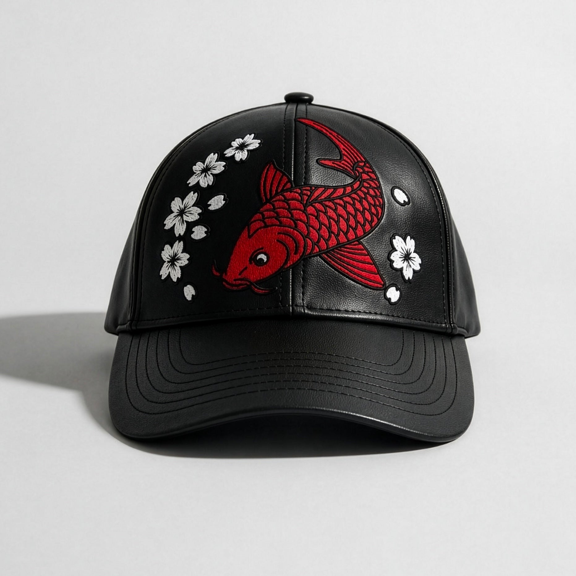 Koi no Michi | Leather Premium Embroidered Cap - Jaguar Sol