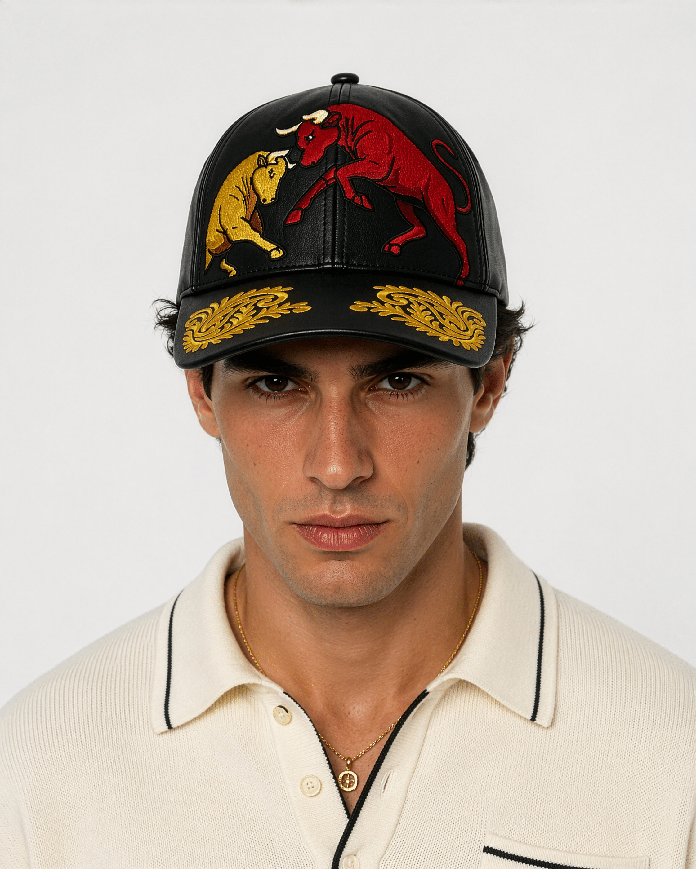 Toro Fight | Leather Premium Embroidered Cap - Jaguar Sol
