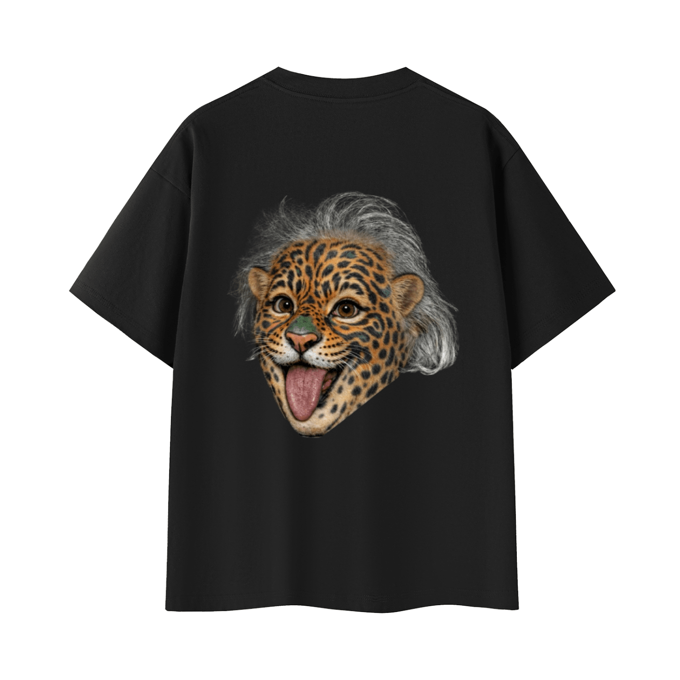 Albert Einstein Iconic Jaguar Portrait | Back - Print Fitted Cultural Graphic Tee - Jaguar Sol