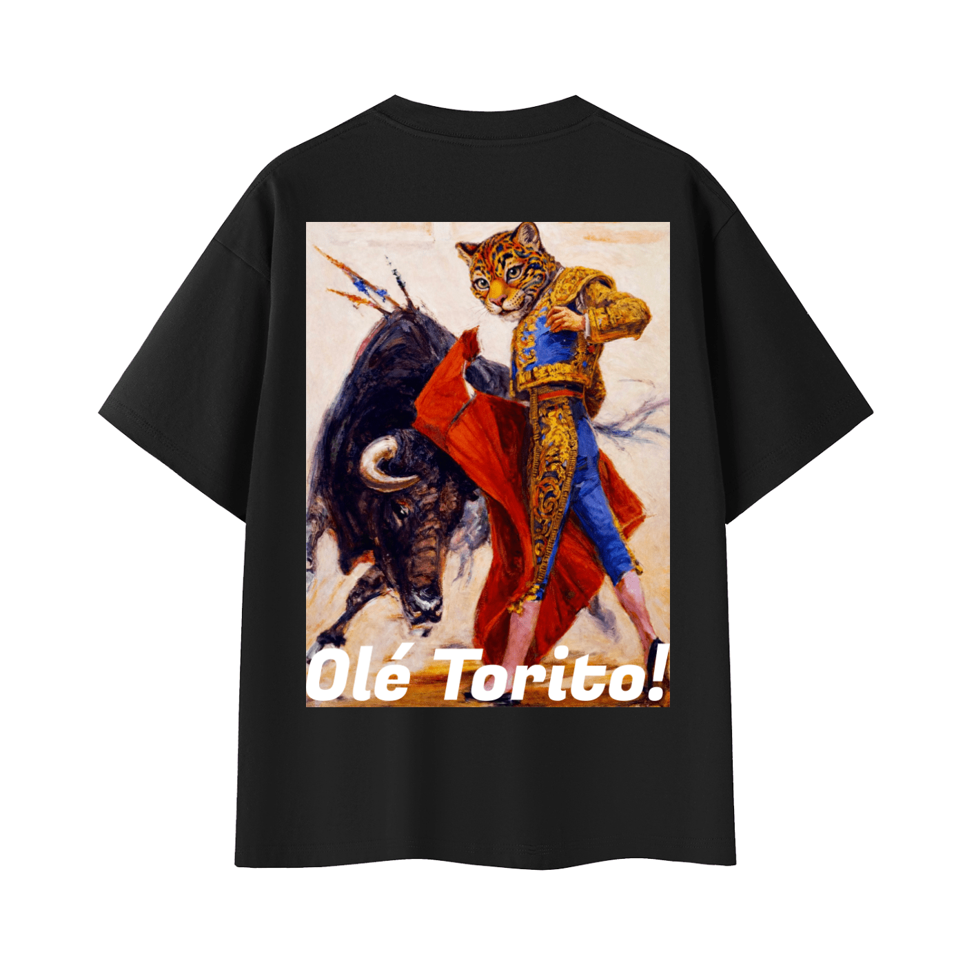 'Olé Torito!' Bullfighter Jaguar | Back - Print Fitted Cultural Graphic Tee - Jaguar Sol