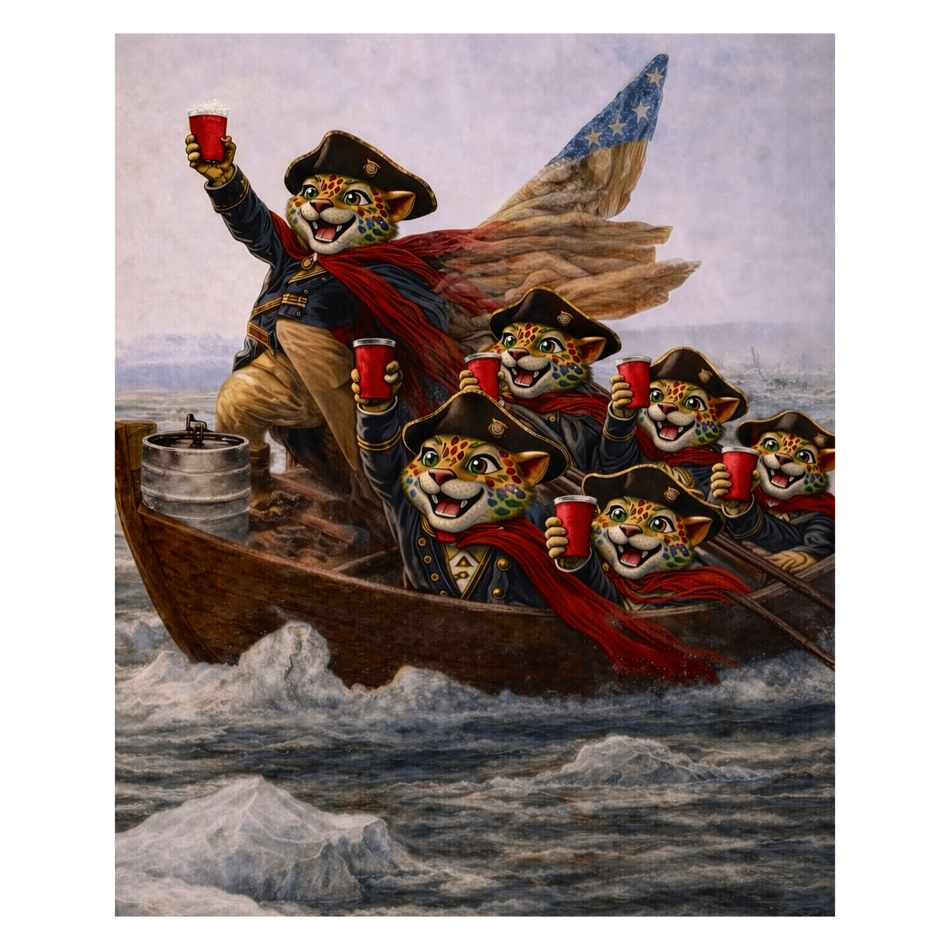 'Delaware, Probably' George Washington River Crossing | Back - Print Graphic Tee - Jaguar Sol