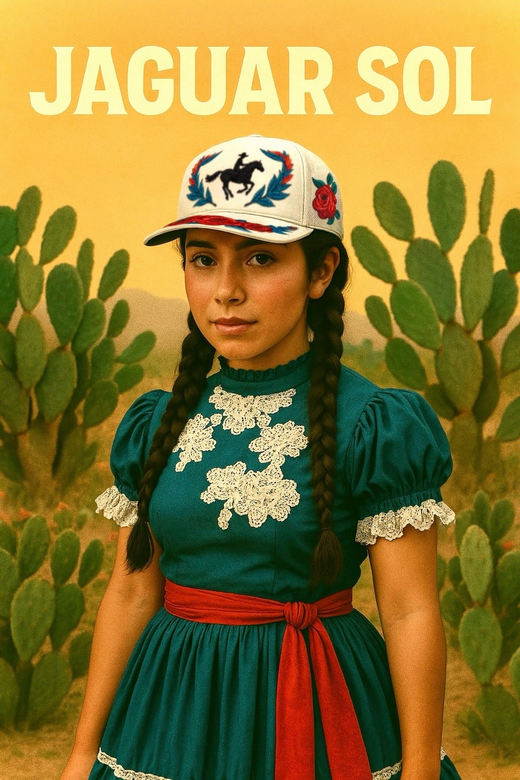 Rosa Ranchera - Premium Cultural Embroidered Cap - Jaguar Sol