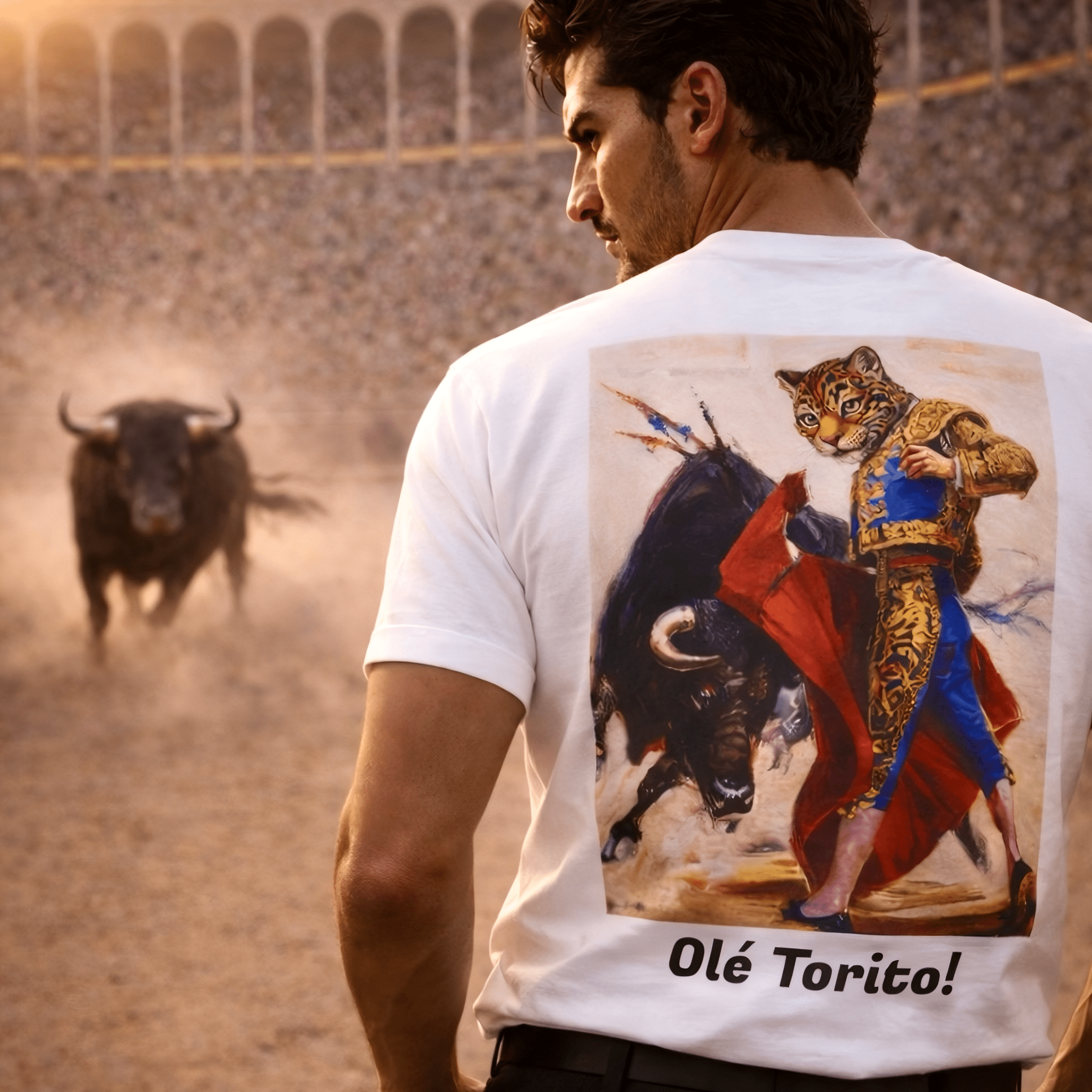 'Olé Torito!' Bullfighter Jaguar | Back - Print Graphic Tee - Jaguar Sol