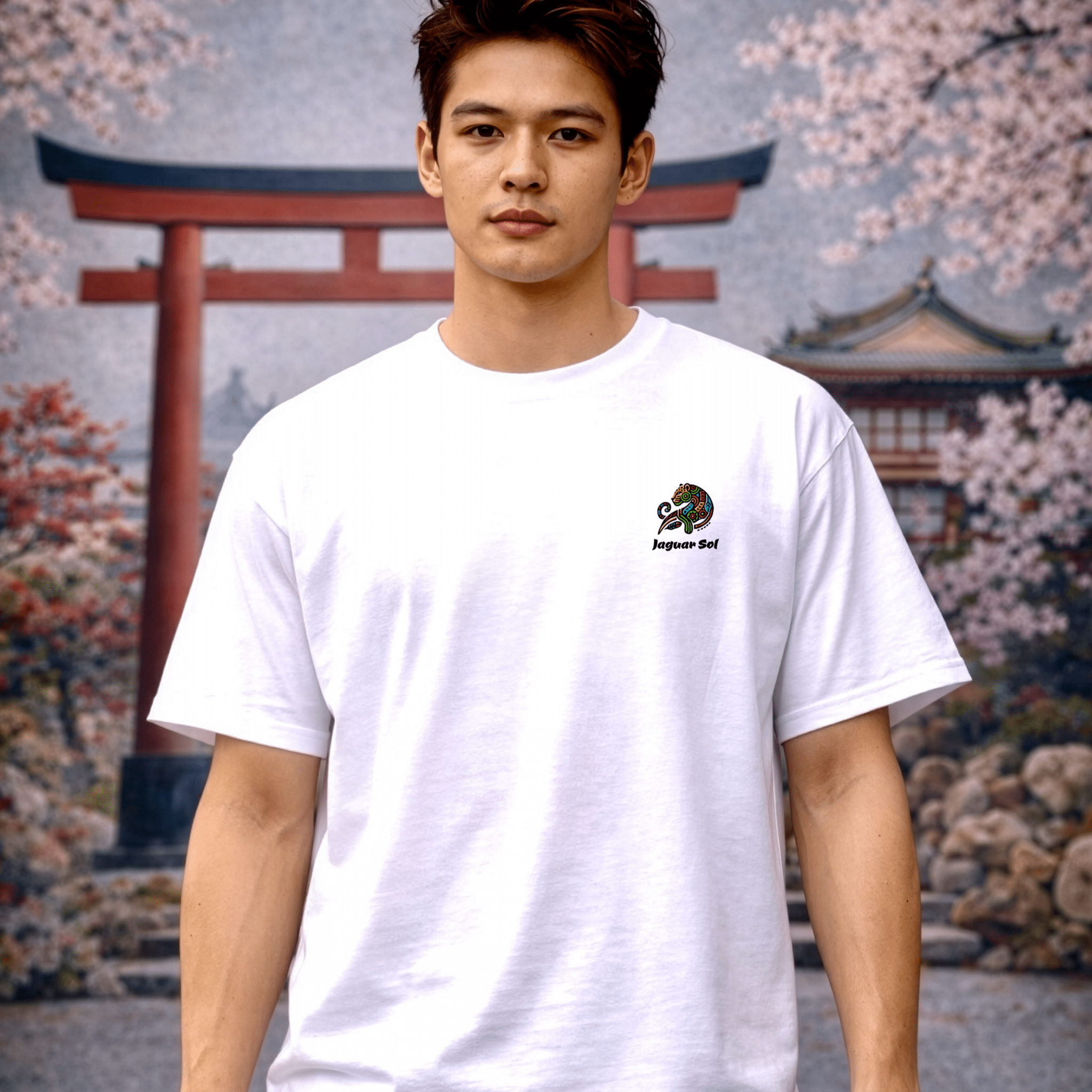 Daruma Japan Fire Ritual | Back - Print Graphic Tee - Jaguar Sol