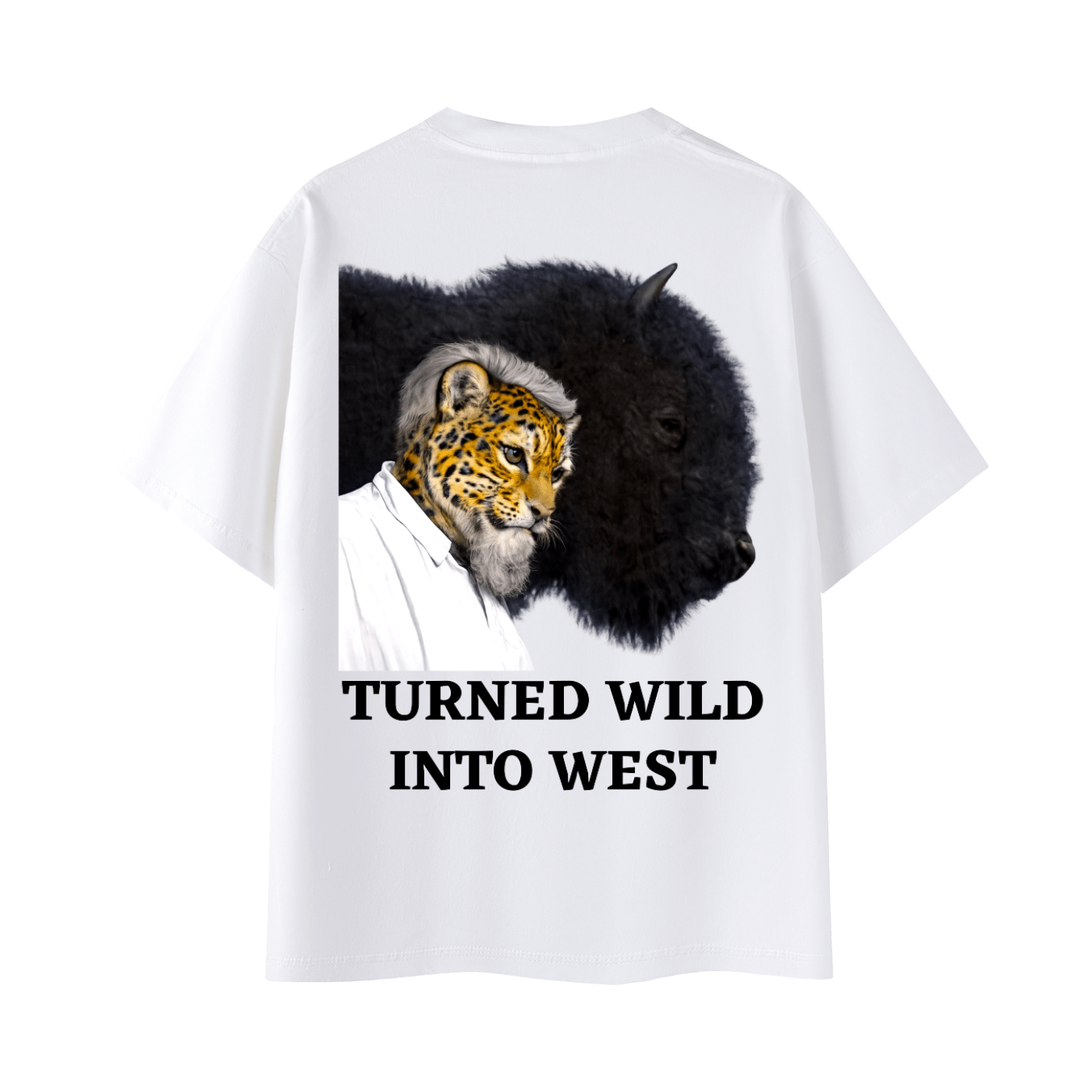 'Turned Wild Into West' Charles Goodnight | Back - Print Fitted Cultural Graphic Tee - Jaguar Sol